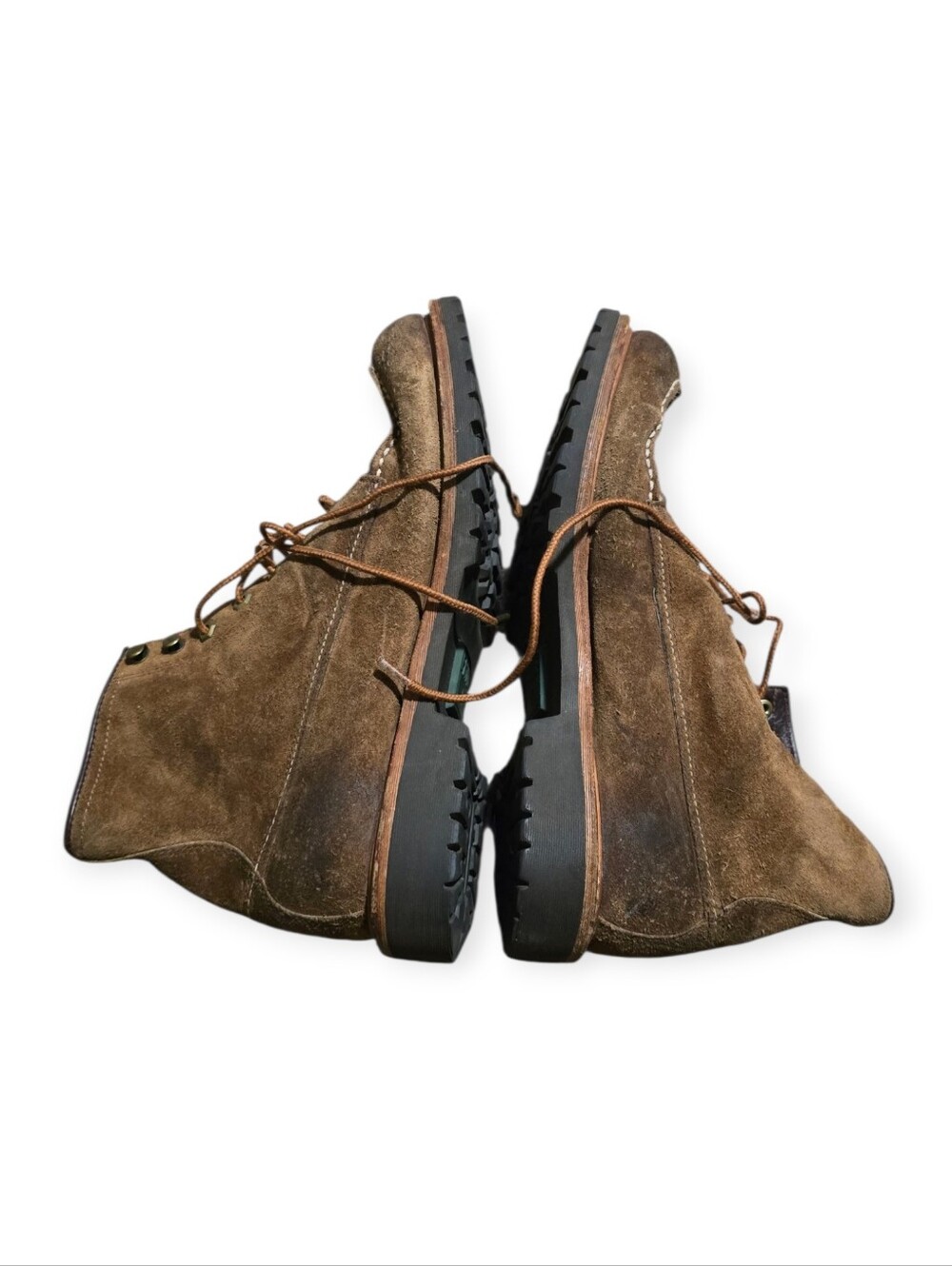 Suede Lace-Up Work Boots in Olive Brown - Picture 8 of 9